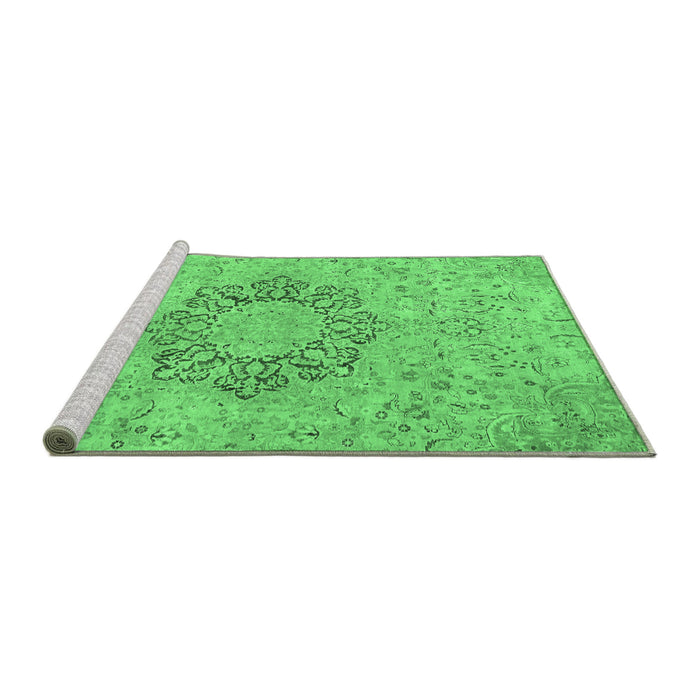 Sideview of Machine Washable Abstract Emerald Green Modern Area Rugs, wshabs2785emgrn