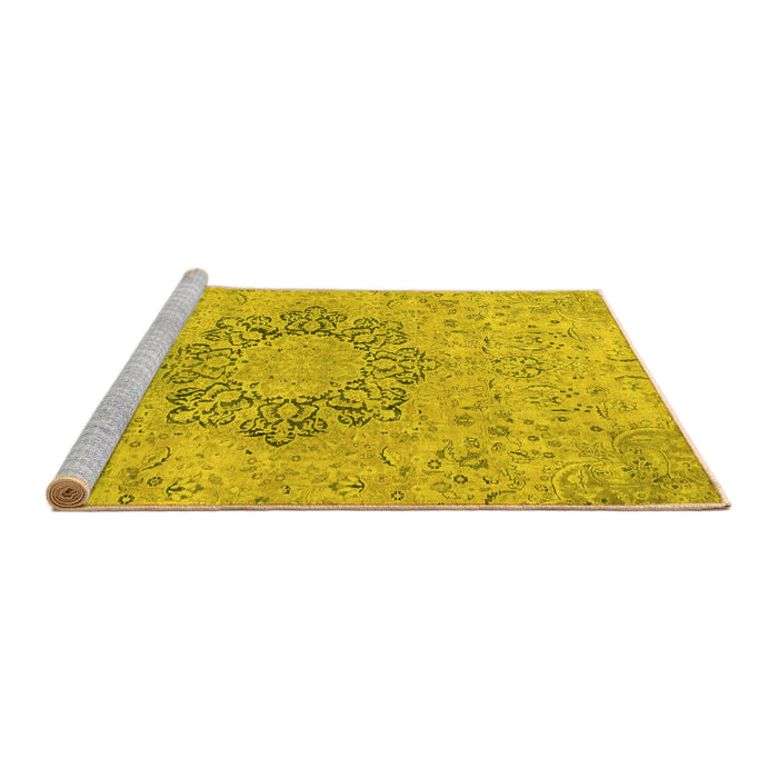 Sideview of Machine Washable Abstract Yellow Modern Rug, wshabs2785yw