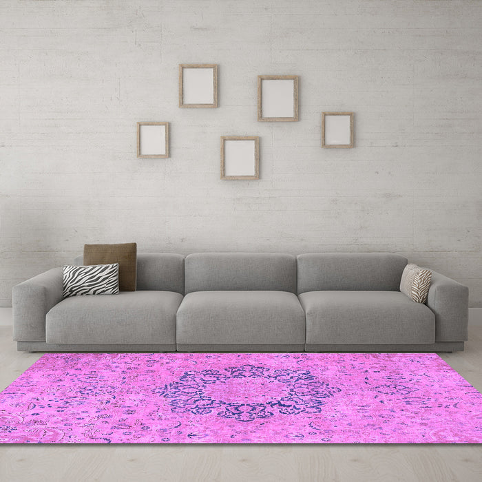 Machine Washable Abstract Purple Modern Area Rugs in a Living Room, wshabs2785pur