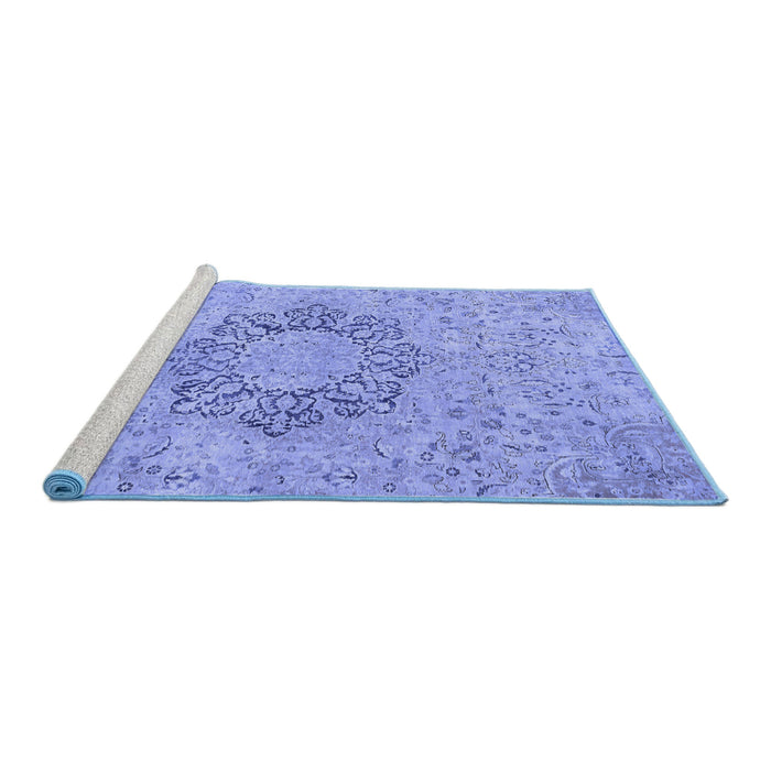 Sideview of Machine Washable Abstract Blue Modern Rug, wshabs2785blu