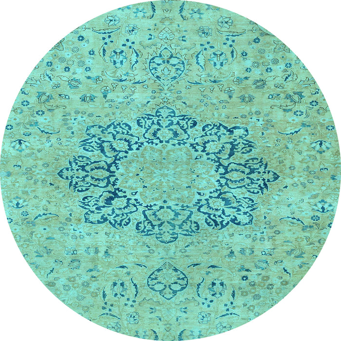 Round Abstract Light Blue Modern Rug, abs2785lblu