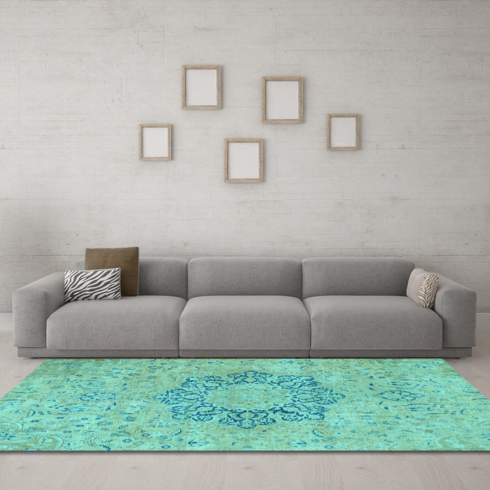 Machine Washable Abstract Light Blue Modern Rug in a Living Room, wshabs2785lblu