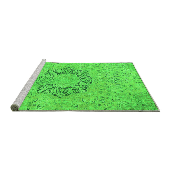 Sideview of Machine Washable Abstract Green Modern Area Rugs, wshabs2785grn