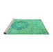 Sideview of Machine Washable Abstract Turquoise Modern Area Rugs, wshabs2785turq