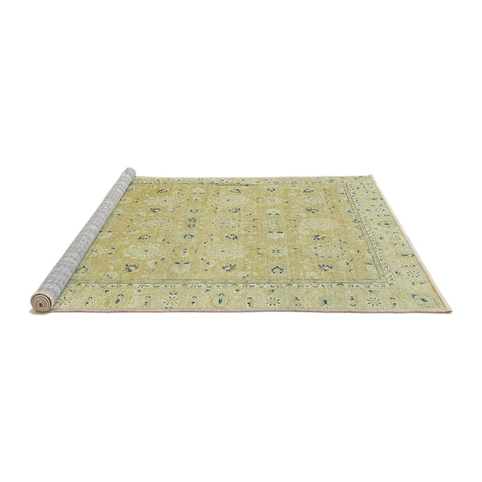 Sideview of Machine Washable Abstract Brown Gold Rug, wshabs2786