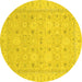 Round Abstract Yellow Modern Rug, abs2786yw