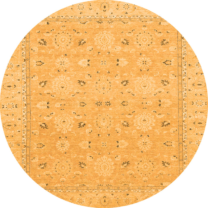 Round Machine Washable Abstract Orange Modern Area Rugs, wshabs2786org