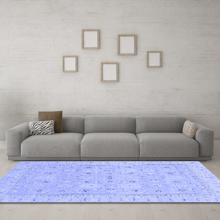 Machine Washable Abstract Blue Modern Rug in a Living Room, wshabs2786blu