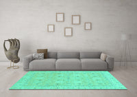 Machine Washable Abstract Turquoise Modern Rug, wshabs2786turq