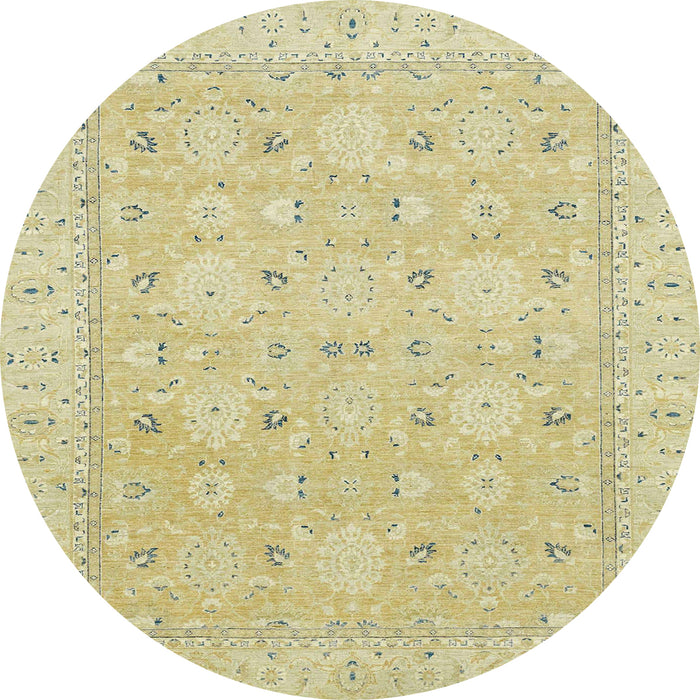 Round Machine Washable Abstract Brown Gold Rug, wshabs2786