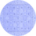 Round Abstract Blue Modern Rug, abs2786blu