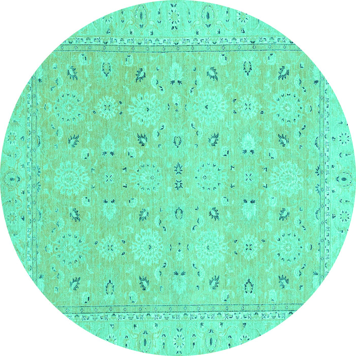Round Machine Washable Abstract Turquoise Modern Area Rugs, wshabs2786turq