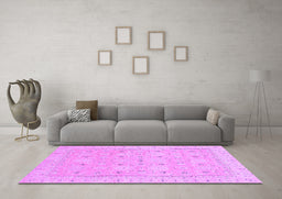 Machine Washable Abstract Purple Modern Area Rugs in a Living Room, wshabs2786pur