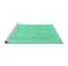 Sideview of Machine Washable Abstract Turquoise Modern Area Rugs, wshabs2786turq