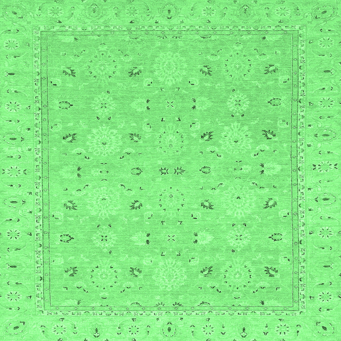 Square Machine Washable Abstract Emerald Green Modern Area Rugs, wshabs2786emgrn