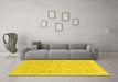 Machine Washable Abstract Yellow Modern Rug in a Living Room, wshabs2786yw