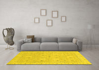 Machine Washable Abstract Yellow Modern Rug, wshabs2786yw