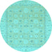 Round Machine Washable Abstract Light Blue Modern Rug, wshabs2786lblu