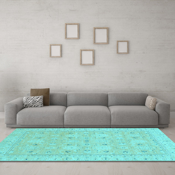 Machine Washable Abstract Light Blue Modern Rug in a Living Room, wshabs2786lblu