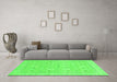 Machine Washable Abstract Green Modern Area Rugs in a Living Room,, wshabs2786grn