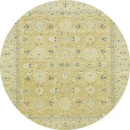 Round Abstract Brown Gold Modern Rug, abs2786