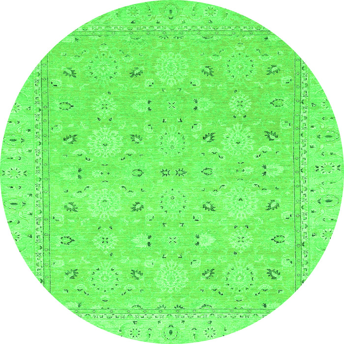 Round Abstract Green Modern Rug, abs2786grn