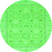 Round Abstract Green Modern Rug, abs2786grn