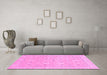 Machine Washable Abstract Pink Modern Rug in a Living Room, wshabs2786pnk