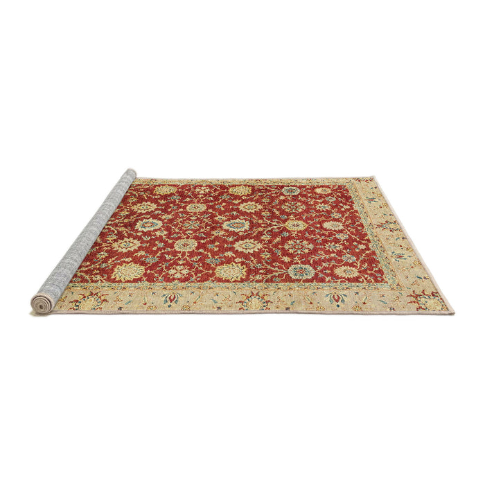 Sideview of Machine Washable Abstract Red Rug, wshabs2787