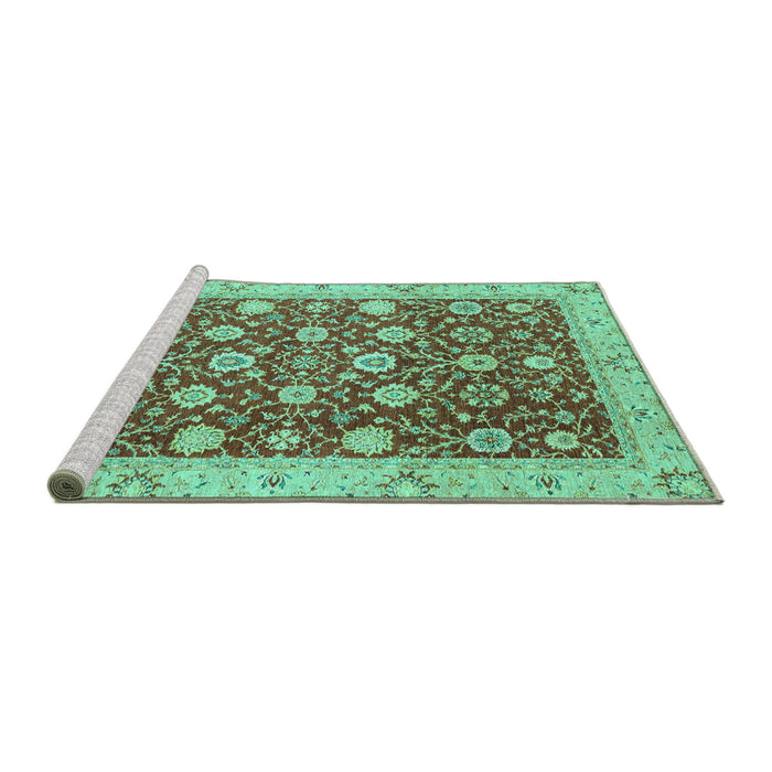 Sideview of Machine Washable Oriental Turquoise Traditional Area Rugs, wshabs2787turq
