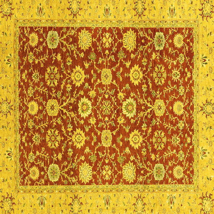 Square Oriental Yellow Traditional Rug, abs2787yw