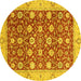 Round Oriental Yellow Traditional Rug, abs2787yw