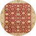 Round Abstract Red Oriental Rug, abs2787