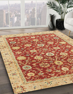 Abstract Red Oriental Rug in Family Room, abs2787