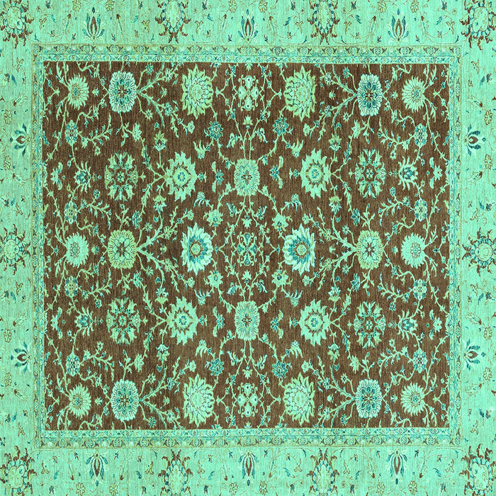 Square Machine Washable Oriental Turquoise Traditional Area Rugs, wshabs2787turq