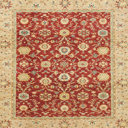 Square Machine Washable Abstract Red Rug, wshabs2787