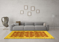 Machine Washable Oriental Yellow Traditional Rug, wshabs2787yw