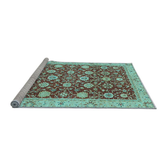 Sideview of Machine Washable Oriental Light Blue Traditional Rug, wshabs2787lblu