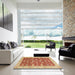 Square Abstract Red Oriental Rug in a Living Room, abs2787