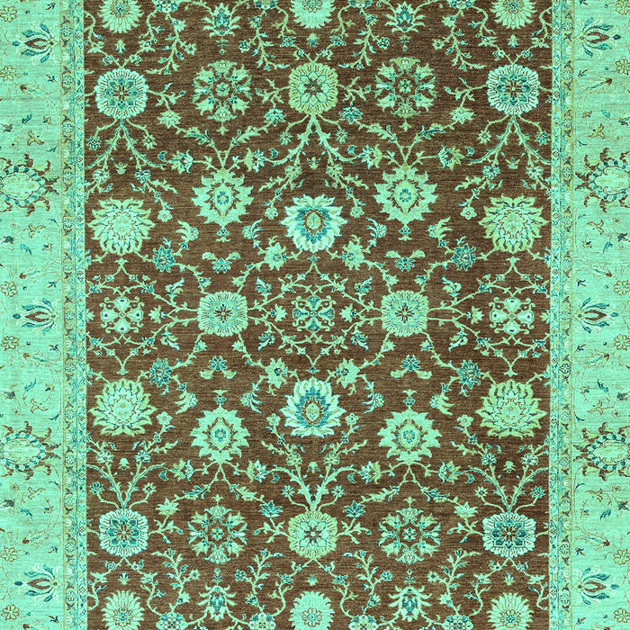 Machine Washable Oriental Turquoise Traditional Area Rugs, wshabs2787turq