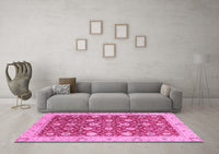 Machine Washable Oriental Pink Traditional Rug, wshabs2787pnk