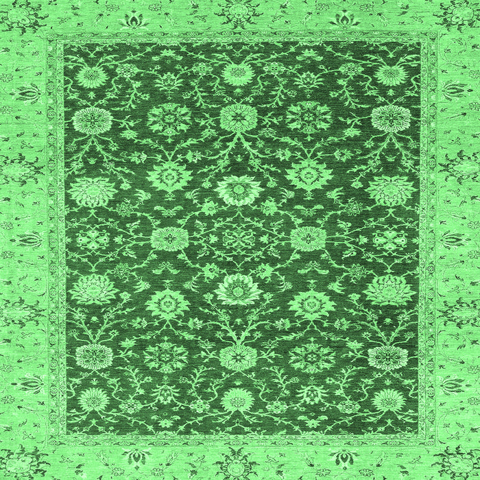Square Oriental Emerald Green Traditional Rug, abs2787emgrn