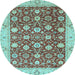 Round Oriental Light Blue Traditional Rug, abs2787lblu