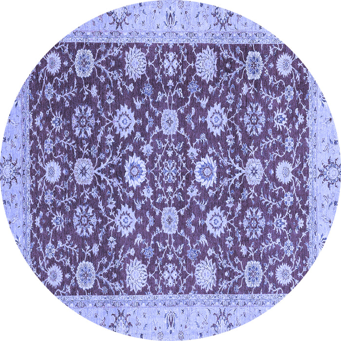 Round Oriental Blue Traditional Rug, abs2787blu