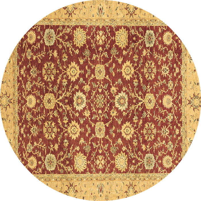 Round Machine Washable Oriental Brown Traditional Rug, wshabs2787brn
