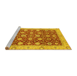 Sideview of Machine Washable Oriental Yellow Traditional Rug, wshabs2787yw