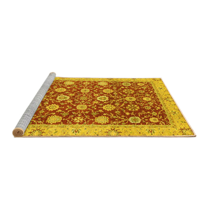 Sideview of Machine Washable Oriental Yellow Traditional Rug, wshabs2787yw