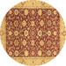 Round Oriental Brown Traditional Rug, abs2787brn