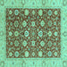 Square Oriental Turquoise Traditional Rug, abs2787turq