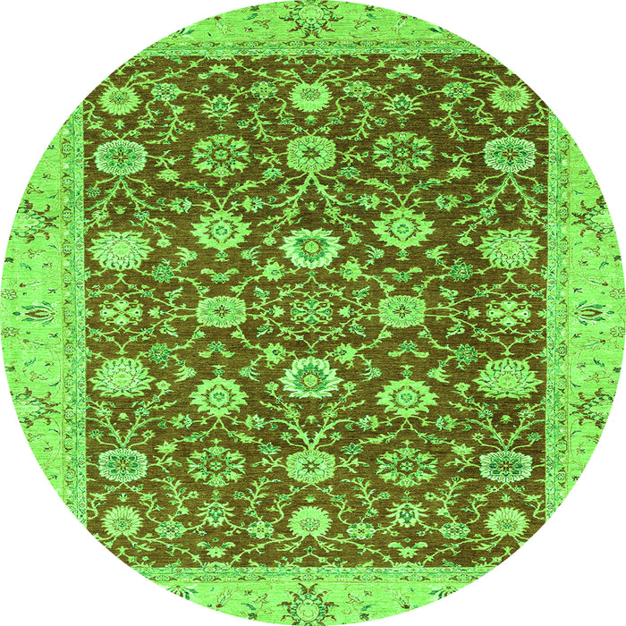 Round Oriental Green Traditional Rug, abs2787grn
